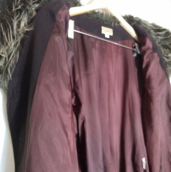 Midnight Velvet Vintage longline wool dress coat with fur trim women's size 14 - Picture 13 of 14